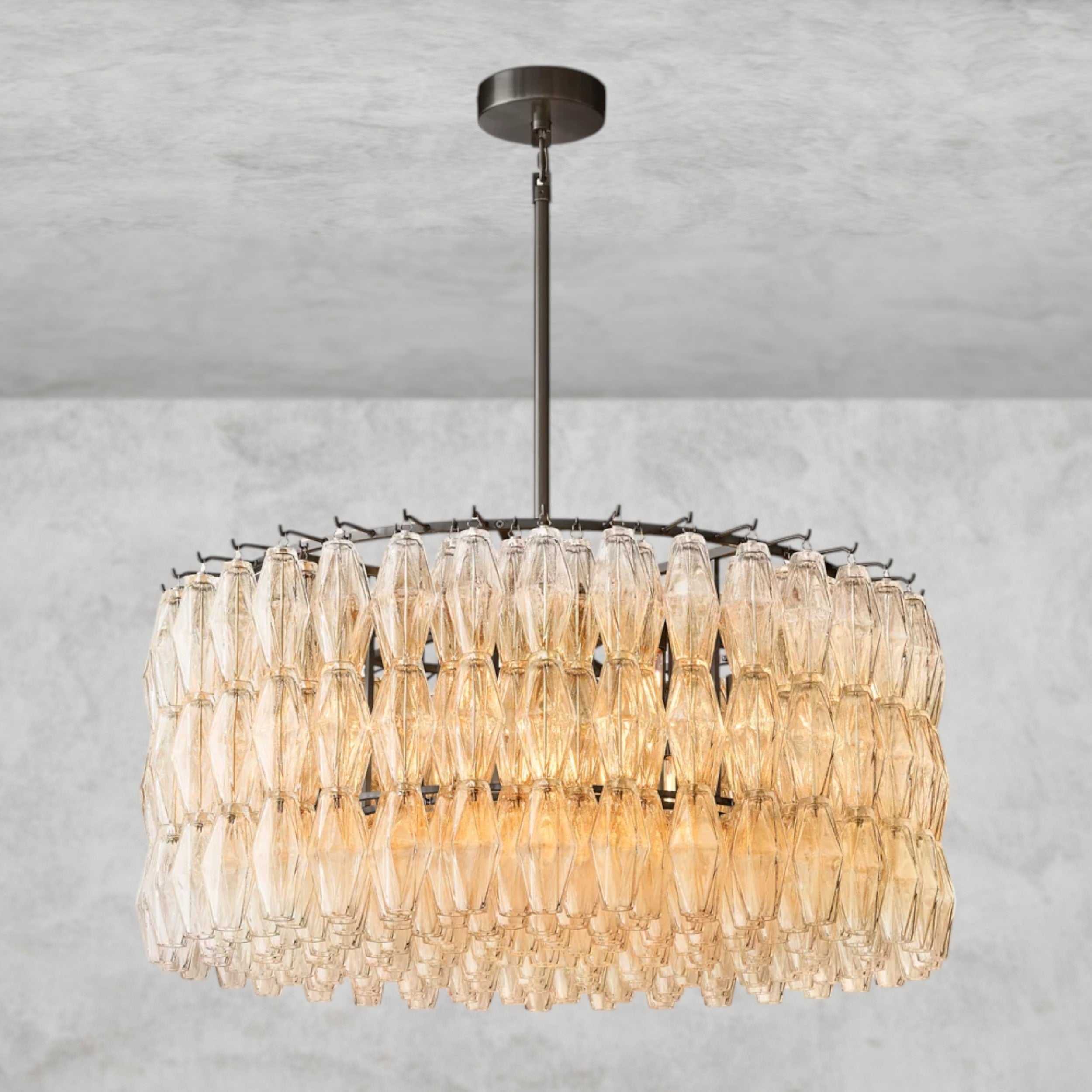 CHIARA CLEAR/ SMOKE GLASS ROUND CHANDELIER 37", 47", 62"